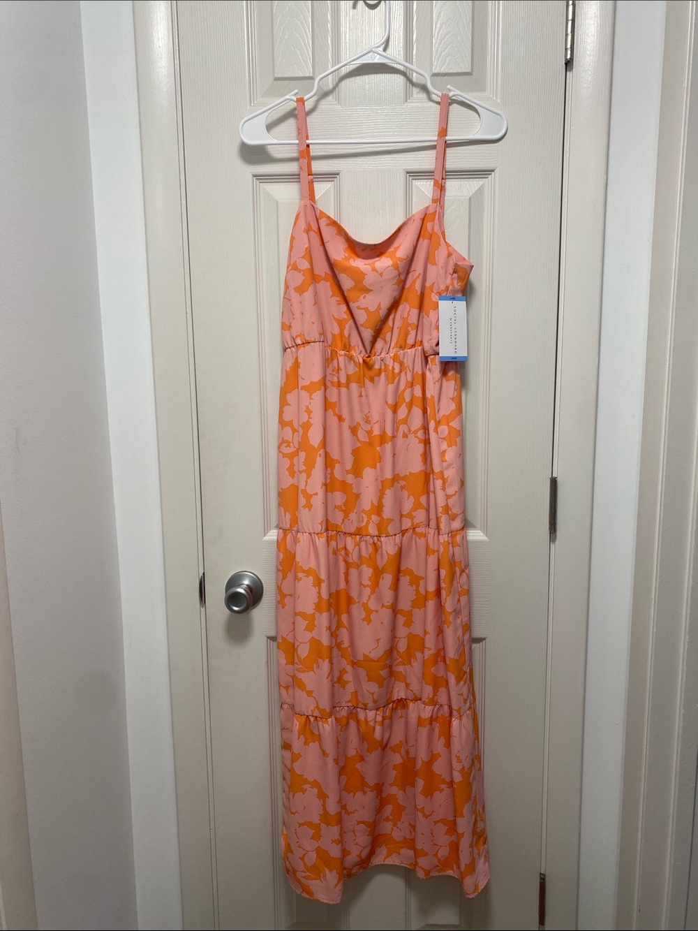 NWT Sleeveless Pink and Orange Floral Maxi Dress